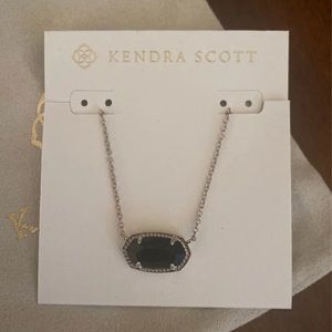 Kendra Scott Elisa Silver with Black Glass Pendant Necklace
